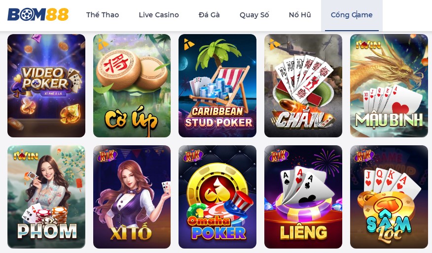 Kho tàng game bài thú vị tại Bom88